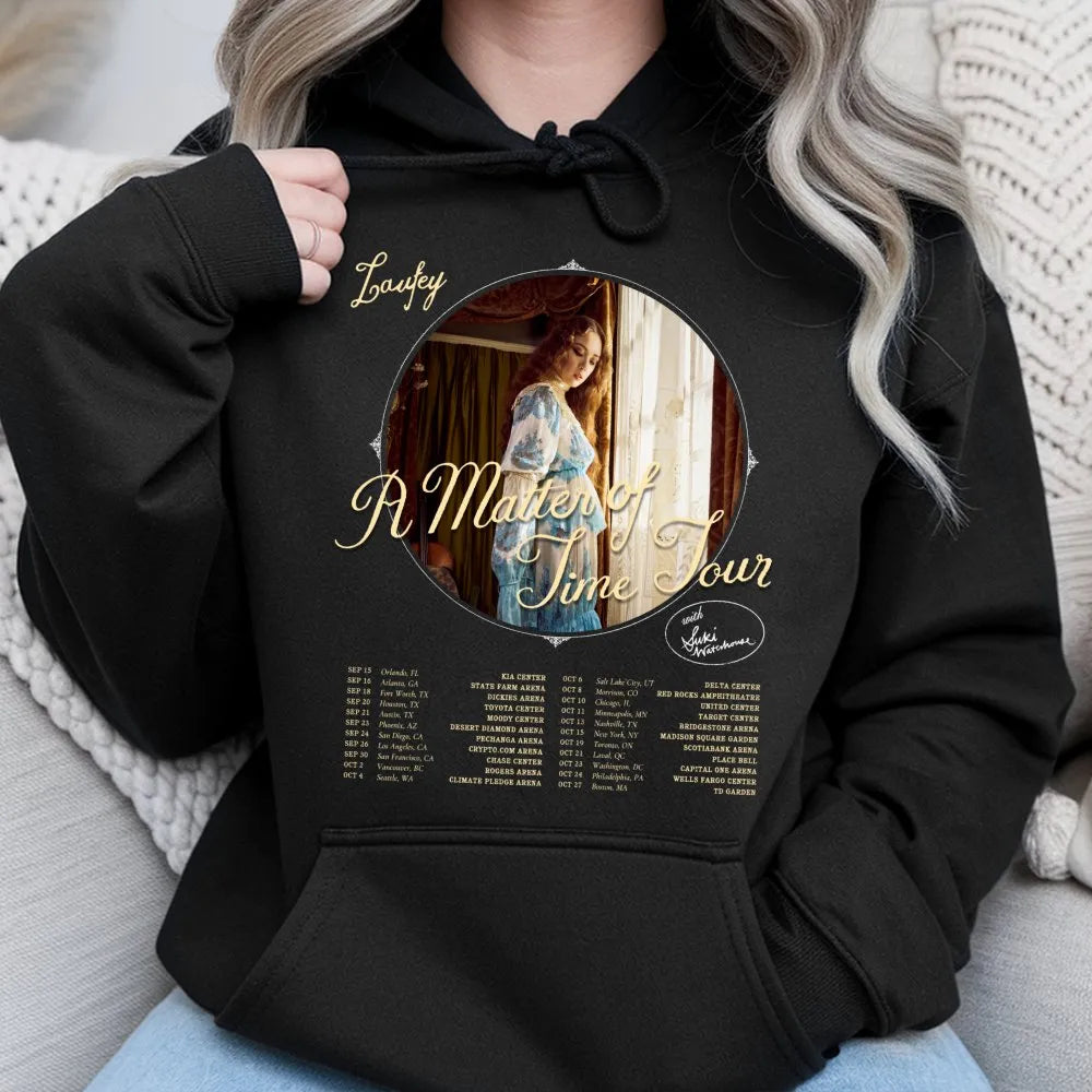 Laufey A Matter Of Time Tour Hoodie | Retro Concert Graphic Sweatshirt | Premium Cotton Blend | Music Lover Fan Gift Apparel