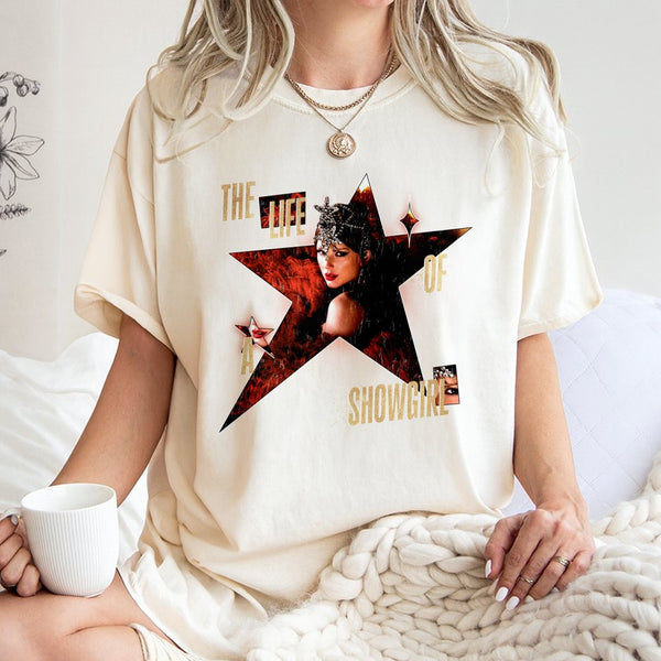 Showgirl Graphic T-Shirt | Retro Star Aesthetic Design | Premium 100% Cotton | Music Lover Gift for Concert Fans