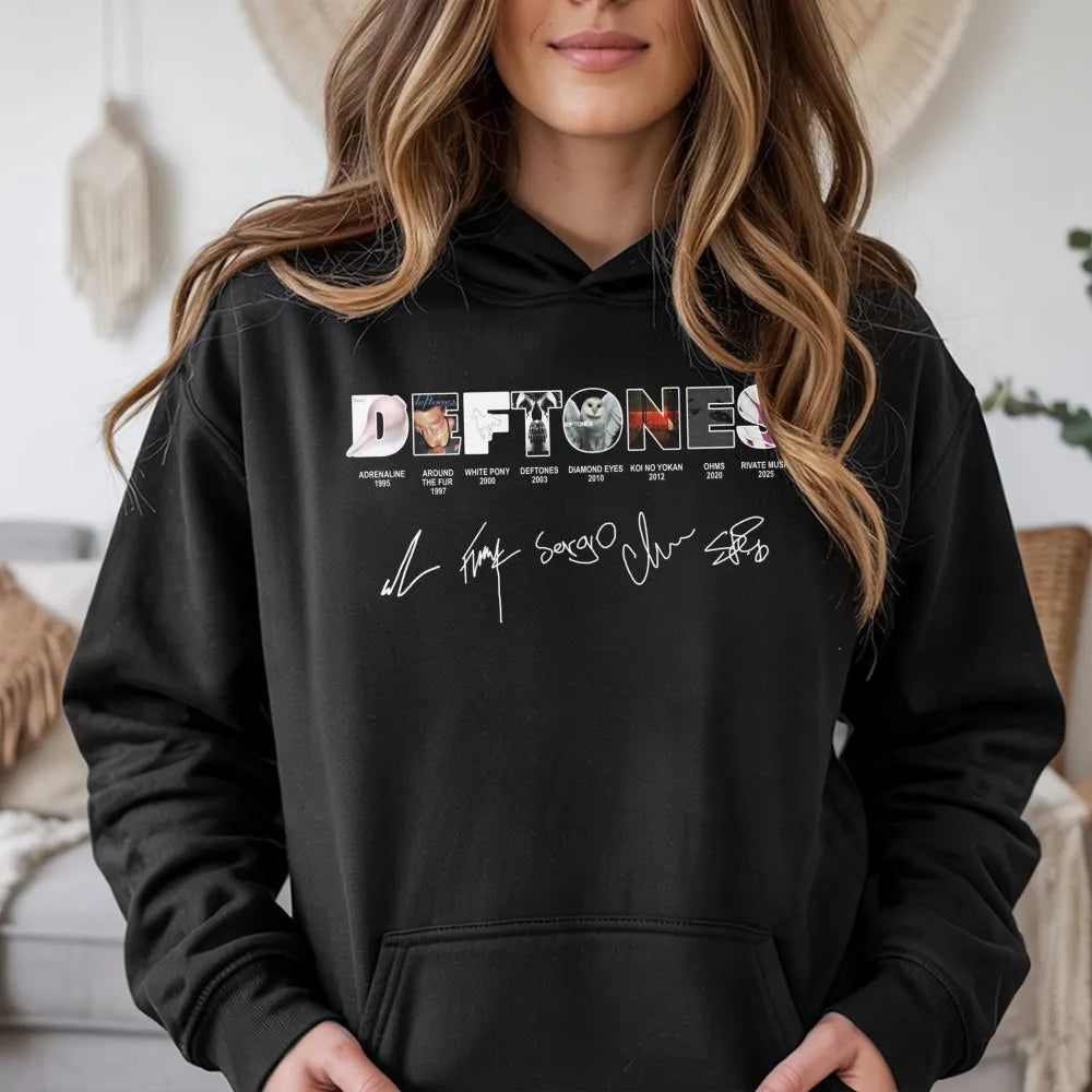 Deftones Band Hoodie | Discography Album Cover Graphic Print | Premium Cotton Blend | Alternative Metal Music Fan Gift