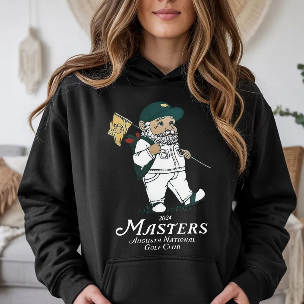 Golf Gnome Hoodie | 2024 Masters Inspired Graphic Print | Premium Soft Cotton Blend | Gift for Golf Lovers and Augusta Fans