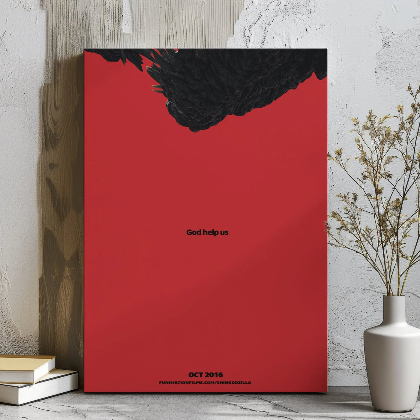 Shin Godzilla Movie Poster Canvas | Minimalist Kaiju Wall Art | Premium Gallery Wrap | Home Decor Gift for Horror Movie Fans