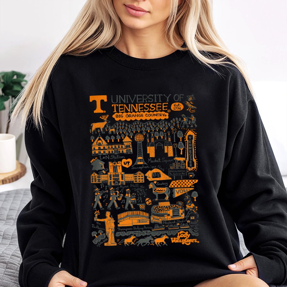 University of Tennessee Sweatshirt | Big Orange Country Campus Map Graphic | Premium Cotton Blend | Gift for UT Vols Student 