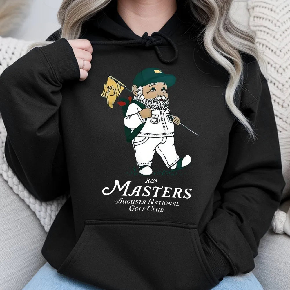 Golf Gnome Hoodie | 2024 Masters Inspired Graphic Print | Premium Soft Cotton Blend | Gift for Golf Lovers and Augusta Fans