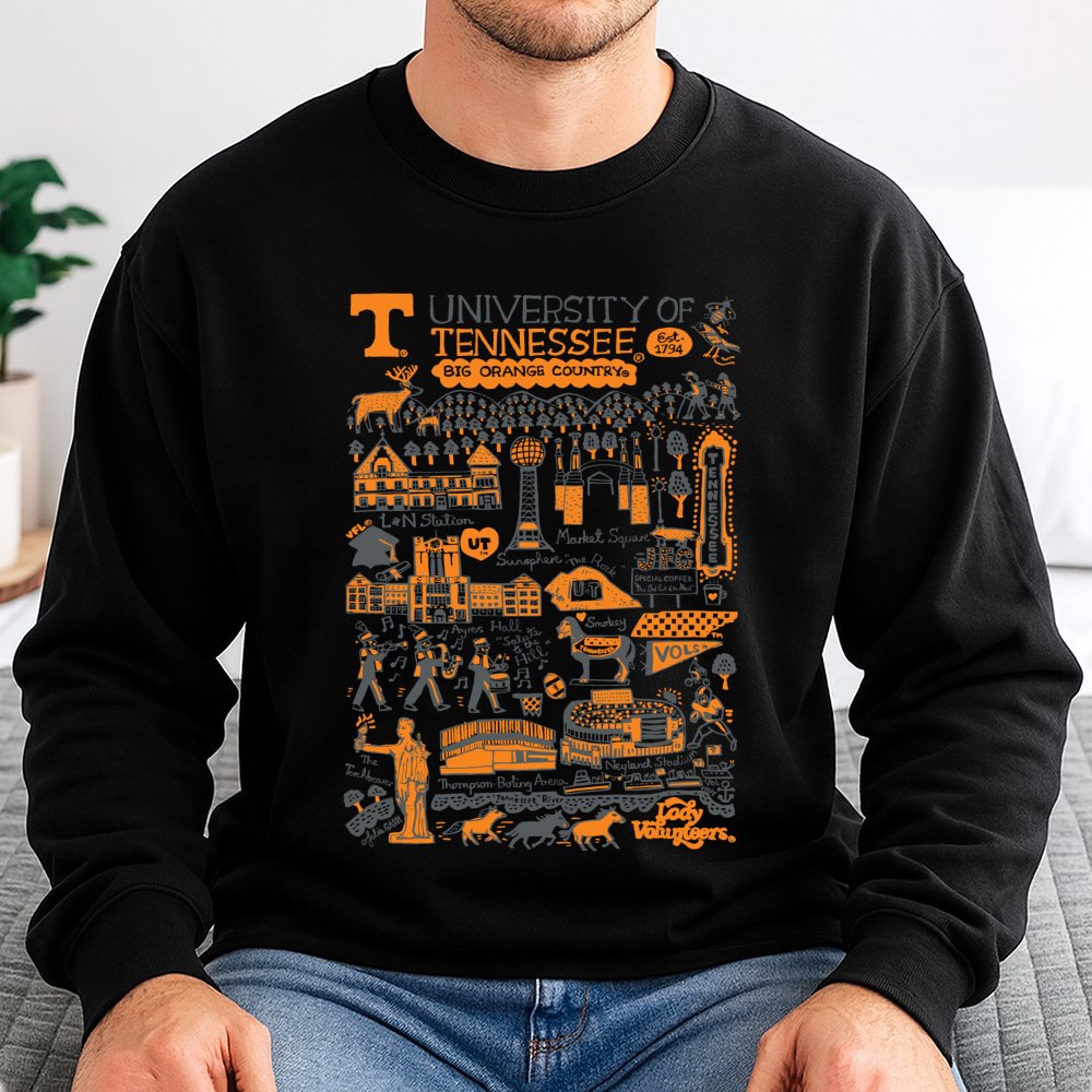 University of Tennessee Sweatshirt | Big Orange Country Campus Map Graphic | Premium Cotton Blend | Gift for UT Vols Student 