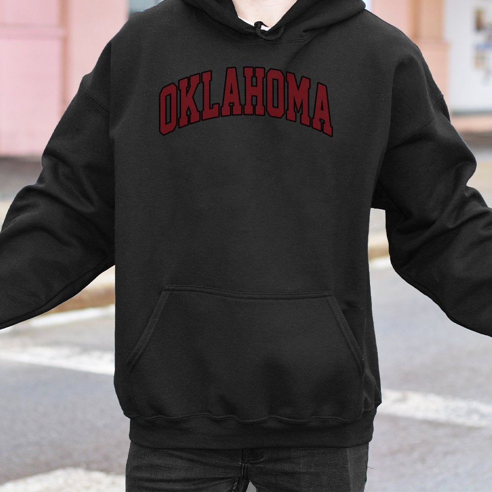 Oklahoma University Hoodie | Vintage Collegiate Arch Lettering | Premium Cotton-Poly Blend | Unisex College Fan Gift