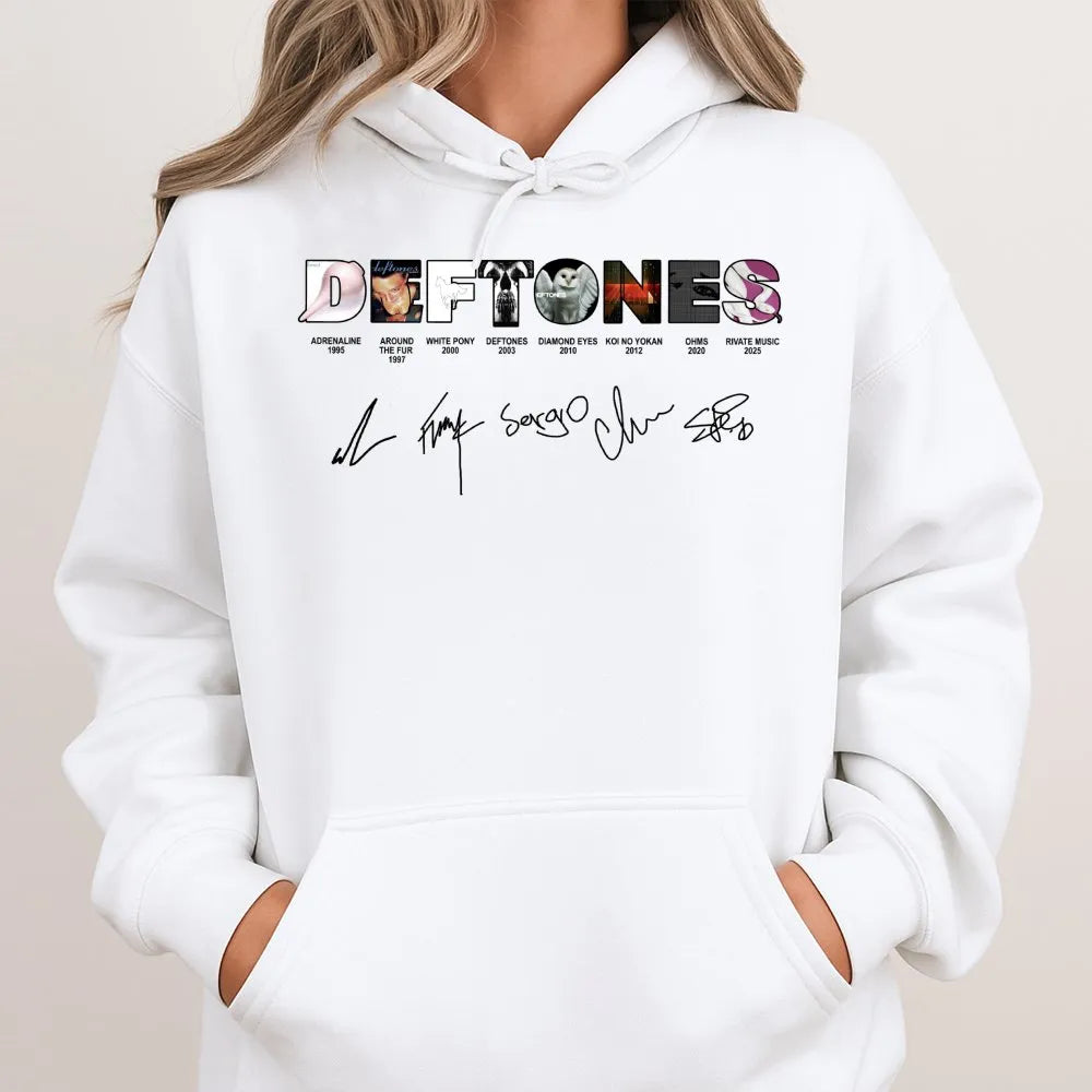 Deftones Band Hoodie | Discography Album Cover Graphic Print | Premium Cotton Blend | Alternative Metal Music Fan Gift