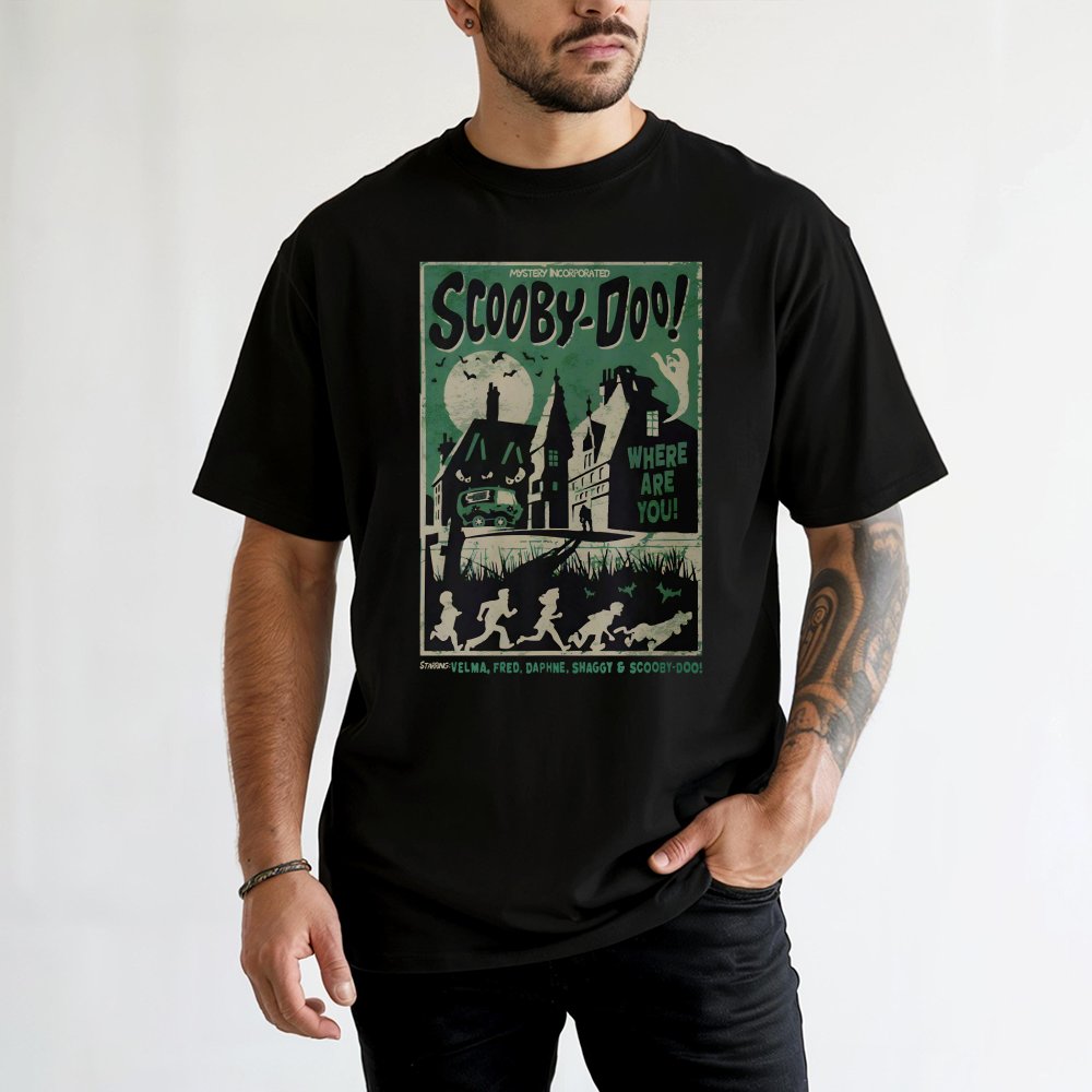 Mystery Gang Halloween T-Shirt | Retro Cartoon Haunted House Graphic | 100% Cotton Premium Tee | Nostalgic Pop Culture Gift f