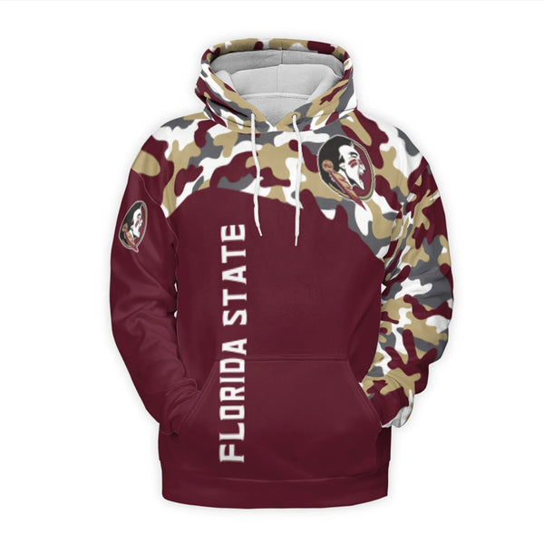 Florida State Seminoles Hoodie | 3D Camo Go Noles Graphic Print | Premium Brushed Polyester Fleece | Unisex Sports Fan Gift