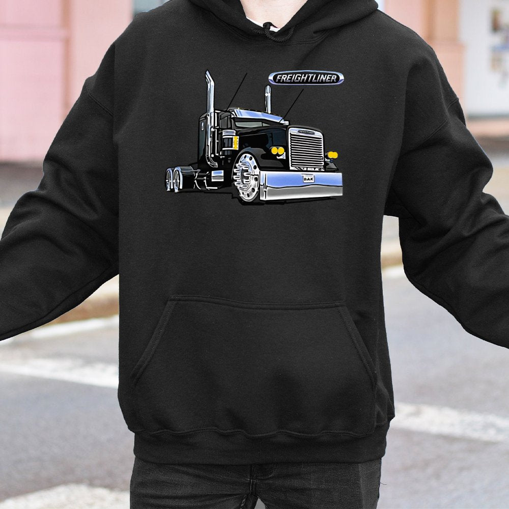 Freightliner Semi Truck Hoodie | Classic Big Rig Graphic Design | Premium Cotton-Blend Fleece | Gift for Trucker Dad & Long H