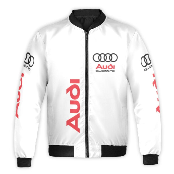 Audi Quattro Bomber Jacket | German Luxury Car Racing Apparel | Premium Nylon Shell Windbreaker | Unisex Performance Gift for