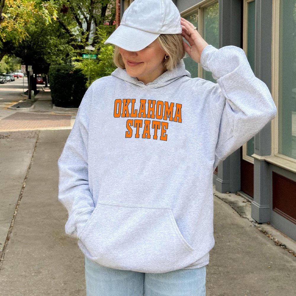 Oklahoma State Hoodie | Collegiate Retro Arch Graphic Sweatshirt | Cotton-Polyester Blend | Premium Gift for Students Alumni 