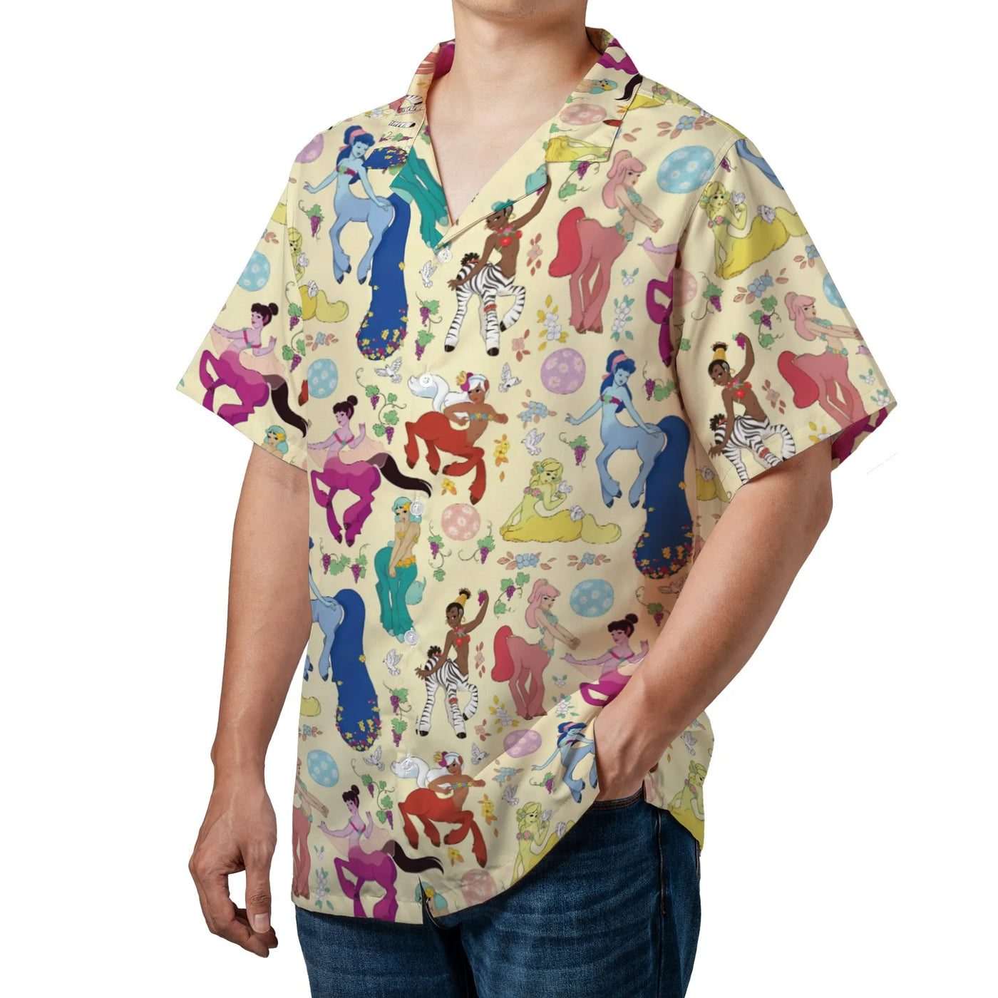 Vintage Cartoon Centaur Hawaiian Shirt | Pastoral Symphony All-Over Print | Lightweight Woven Polyester | Collector's Gift fo