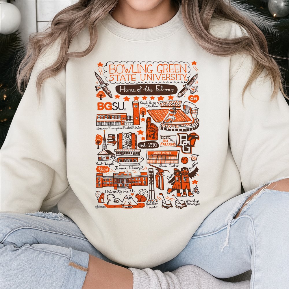 Bowling Green State University Sweatshirt | BGSU Campus Map Illustration | Premium Cotton Blend | Alumni Graduation Gift For 