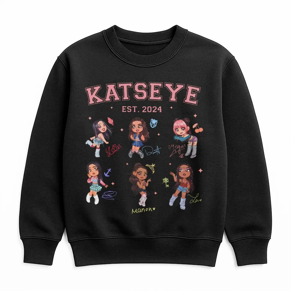 Katseye Chibi Sweatshirt | All Member Graphic Tee | Premium Cotton Blend | Gift For K-Pop Fan Girl Group Lover