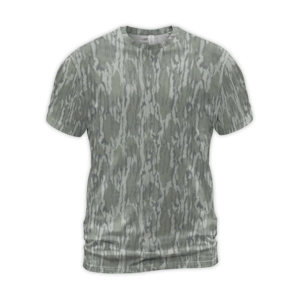 Marsh Camouflage 3D T-Shirt | Vintage Waterfowl Print All-Over Graphic Tee | Soft Polyester Blend | Premium Gift for Hunters 