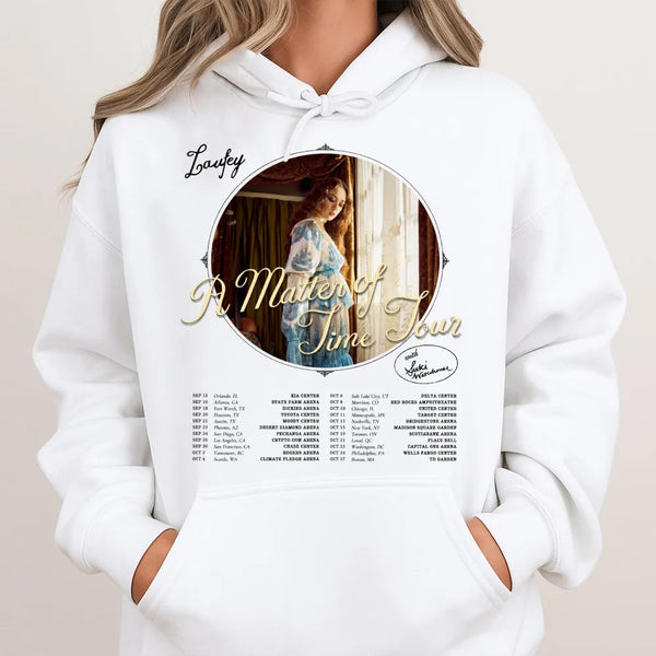 Laufey A Matter Of Time Tour Hoodie | Retro Concert Graphic Sweatshirt | Premium Cotton Blend | Music Lover Fan Gift Apparel
