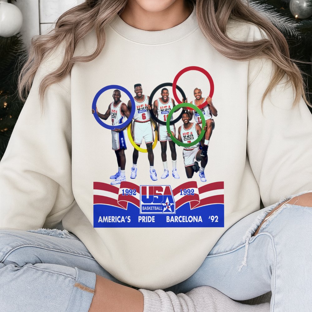 1992 USA Basketball Dream Team Sweatshirt | Vintage Barcelona Olympics Graphic | Premium Cotton Blend Crewneck | Retro Sports