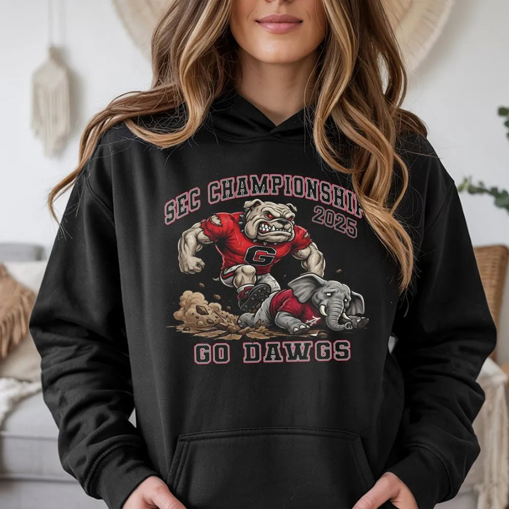 SEC Championship 2025 Hoodie | Georgia Bulldog Football Graphic | Premium Cotton Blend Pullover | Game Day Gift for College F