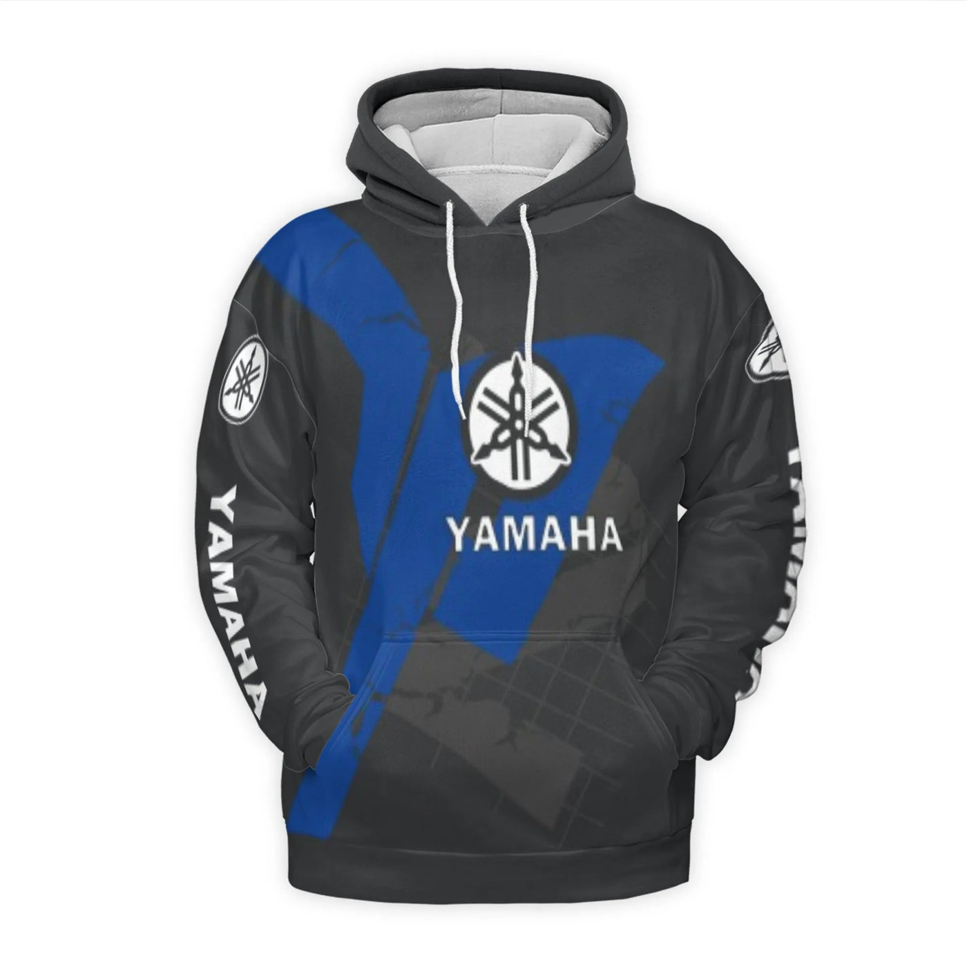 Motorcycle Racing Hoodie | Blue and Black Yamaha Graphic Print | Soft Brushed Fleece Polyester | Unisex Premium Gift for Bike