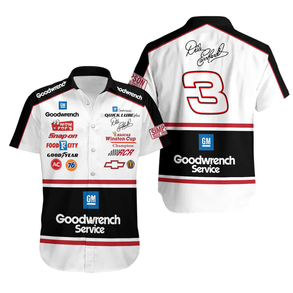 Vintage Racing Hawaiian Shirt | Dale Earnhardt #3 Tribute Design | Breathable Performance Fabric | Motorsports Fan Gift