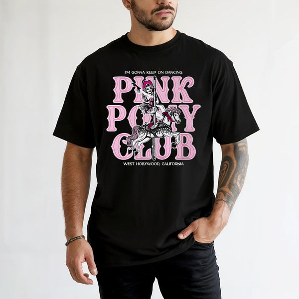 Pink Pony Club Graphic T-Shirt | Retro Carousel Cowgirl Design | Premium 100% Cotton Tee | Trendy Western Aesthetic Gift for 