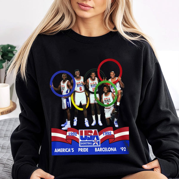 1992 USA Basketball Dream Team Sweatshirt | Vintage Barcelona Olympics Graphic | Premium Cotton Blend Crewneck | Retro Sports