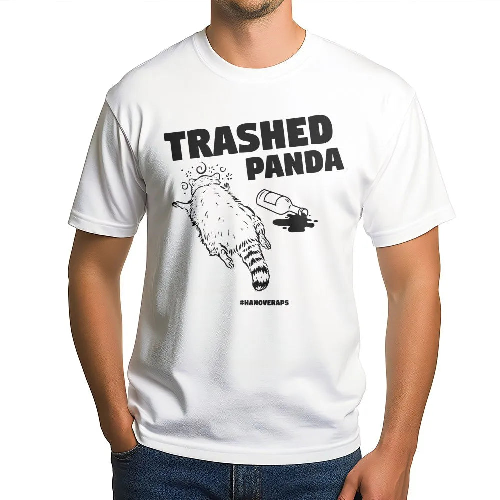 Trashed Panda T-Shirt | Funny Drunk Raccoon Graphic Tee | Premium 100% Cotton Soft Shirt | Perfect Gift for Animal Lovers and