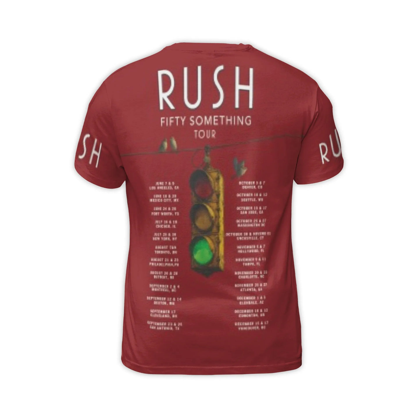 Rush Band 3D T-Shirt | Fifty Something Tour Graphic Tee | Premium Polyester Blend | Rock Music Fan Gift