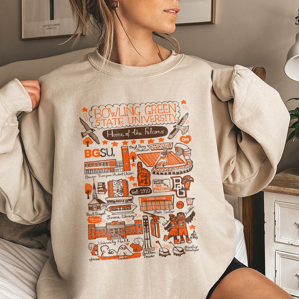 Bowling Green State University Sweatshirt | BGSU Campus Map Illustration | Premium Cotton Blend | Alumni Graduation Gift For 