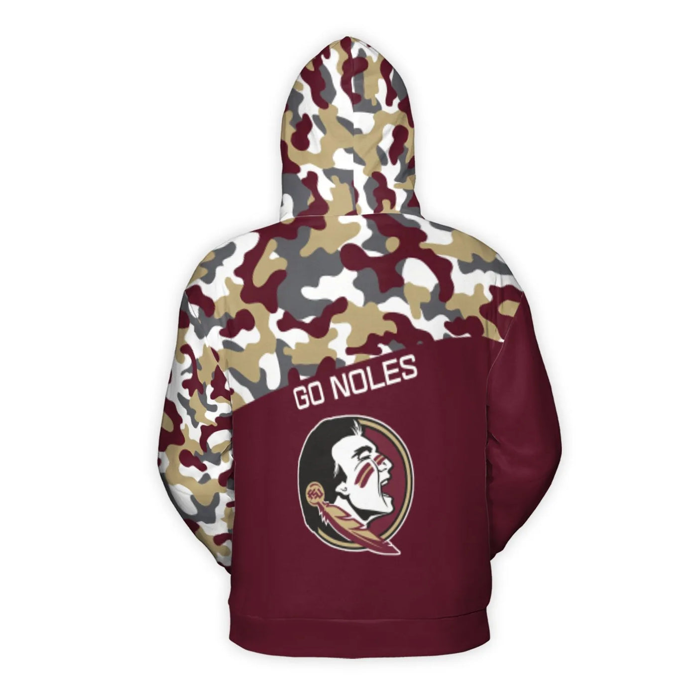 Florida State Seminoles Hoodie | 3D Camo Go Noles Graphic Print | Premium Brushed Polyester Fleece | Unisex Sports Fan Gift