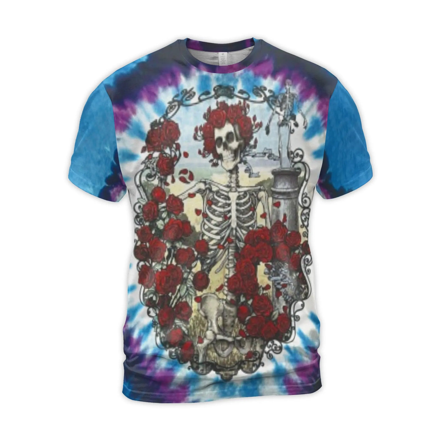 Grateful Dead Skeleton Roses T-Shirt | 3D Tie-Dye All-Over Print | Premium Jersey Fabric | Rock Band Music Festival Gift for 