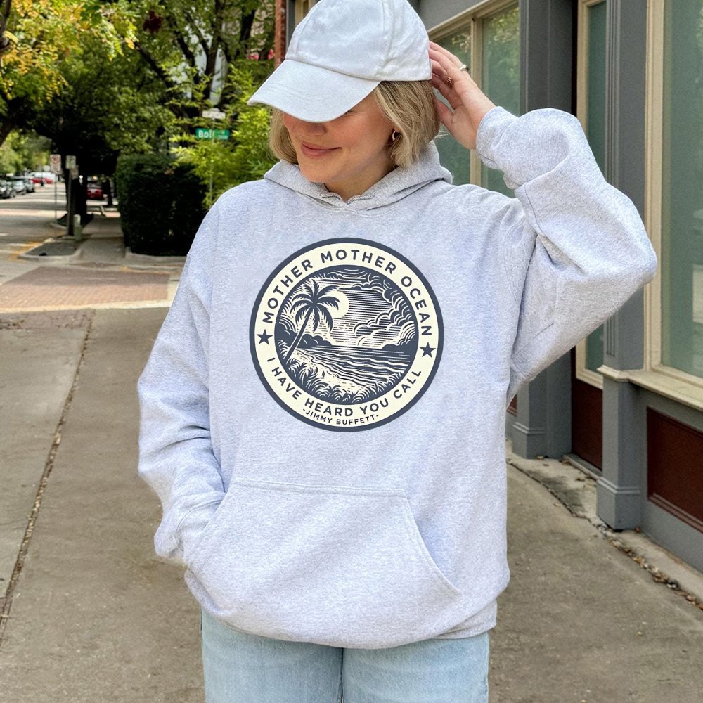 Mother Ocean Jimmy Buffett Hoodie | Beach Graphic Sweatshirt | Premium Cotton-Blend | Gift for Parrot Head Music Fan