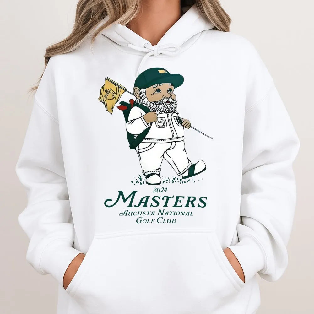 Golf Gnome Hoodie | 2024 Masters Inspired Graphic Print | Premium Soft Cotton Blend | Gift for Golf Lovers and Augusta Fans