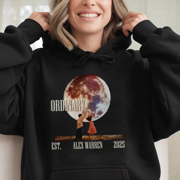 Alex Warren Ordinary Hoodie | Retro Moon Graphic Music Tour Merch | Cotton Blend Premium Pullover | Gift for Fans and Music L