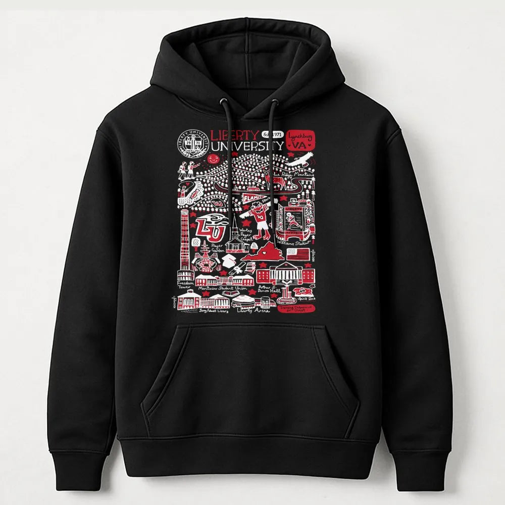Liberty University Hoodie | Iconic Campus Landmark Graphic Print | Premium Cotton Blend Fleece | Gift for Students Alumni and