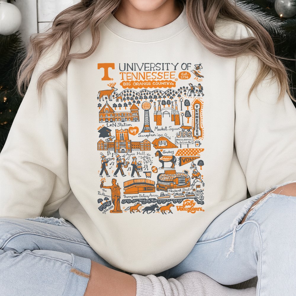 University of Tennessee Sweatshirt | Big Orange Country Campus Map Graphic | Premium Cotton Blend | Gift for UT Vols Student 