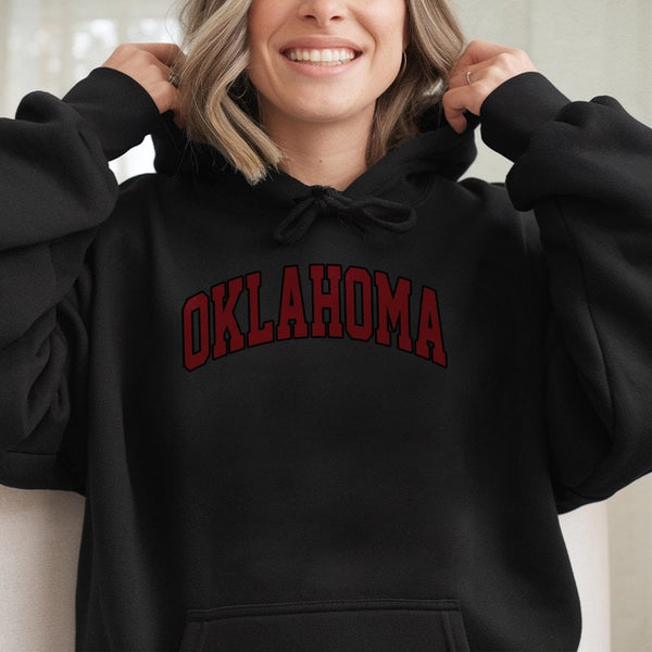 Oklahoma University Hoodie | Vintage Collegiate Arch Lettering | Premium Cotton-Poly Blend | Unisex College Fan Gift