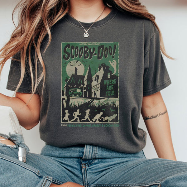 Mystery Gang Halloween T-Shirt | Retro Cartoon Haunted House Graphic | 100% Cotton Premium Tee | Nostalgic Pop Culture Gift f