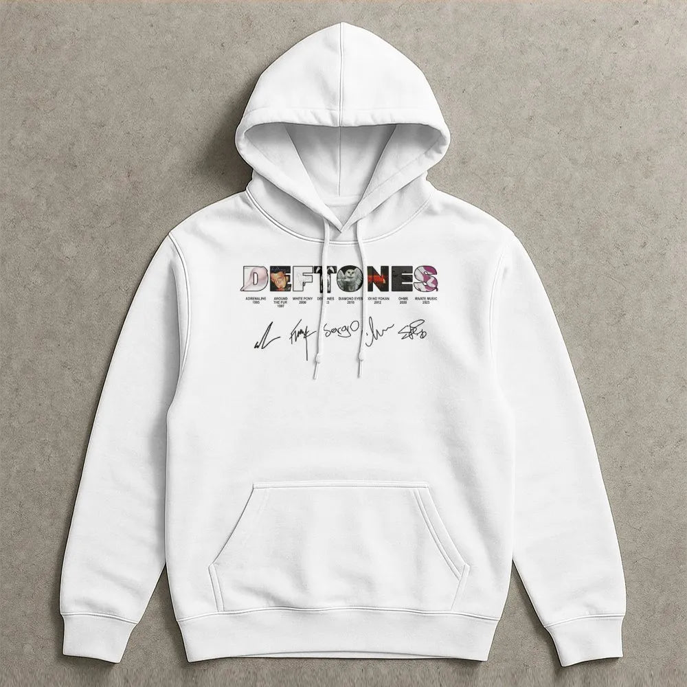 Deftones Band Hoodie | Discography Album Cover Graphic Print | Premium Cotton Blend | Alternative Metal Music Fan Gift