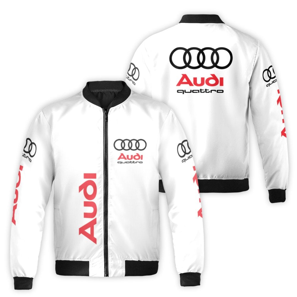 Audi Quattro Bomber Jacket | German Luxury Car Racing Apparel | Premium Nylon Shell Windbreaker | Unisex Performance Gift for