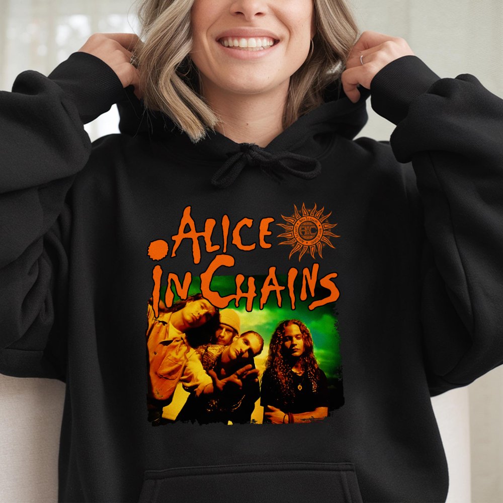 Grunge Band Hoodie | Vintage Alice In Chains Graphic | Premium Cotton Blend | Unisex Rock Music Fan Gift
