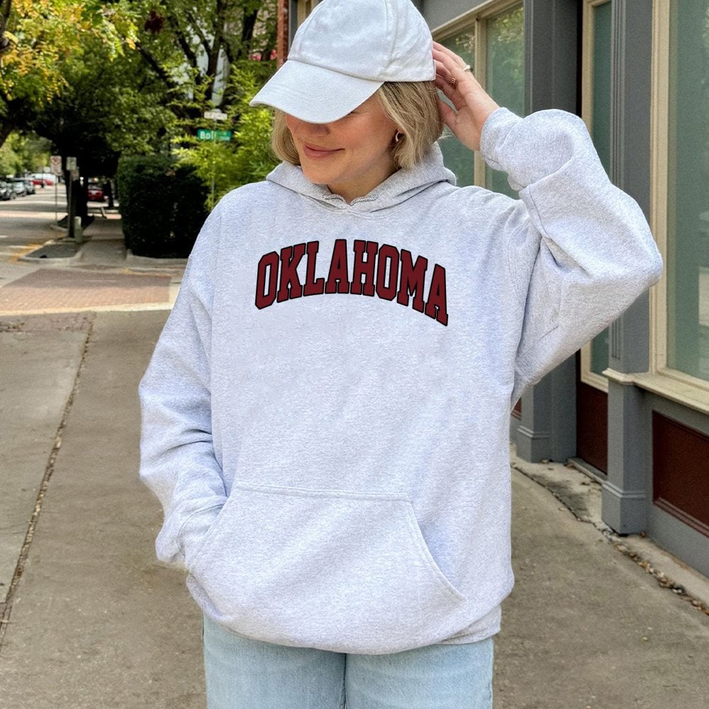 Oklahoma University Hoodie | Vintage Collegiate Arch Lettering | Premium Cotton-Poly Blend | Unisex College Fan Gift
