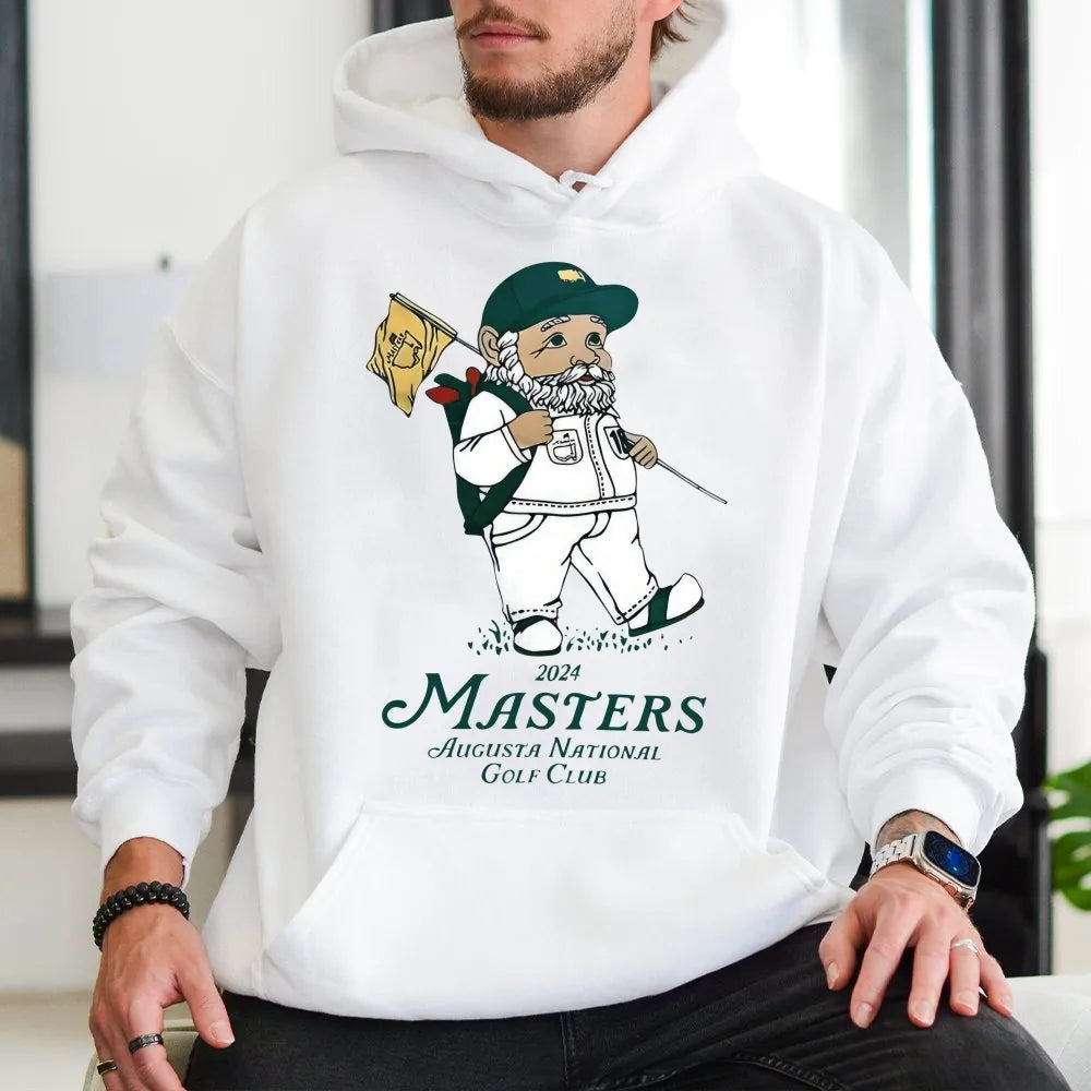 Golf Gnome Hoodie | 2024 Masters Inspired Graphic Print | Premium Soft Cotton Blend | Gift for Golf Lovers and Augusta Fans