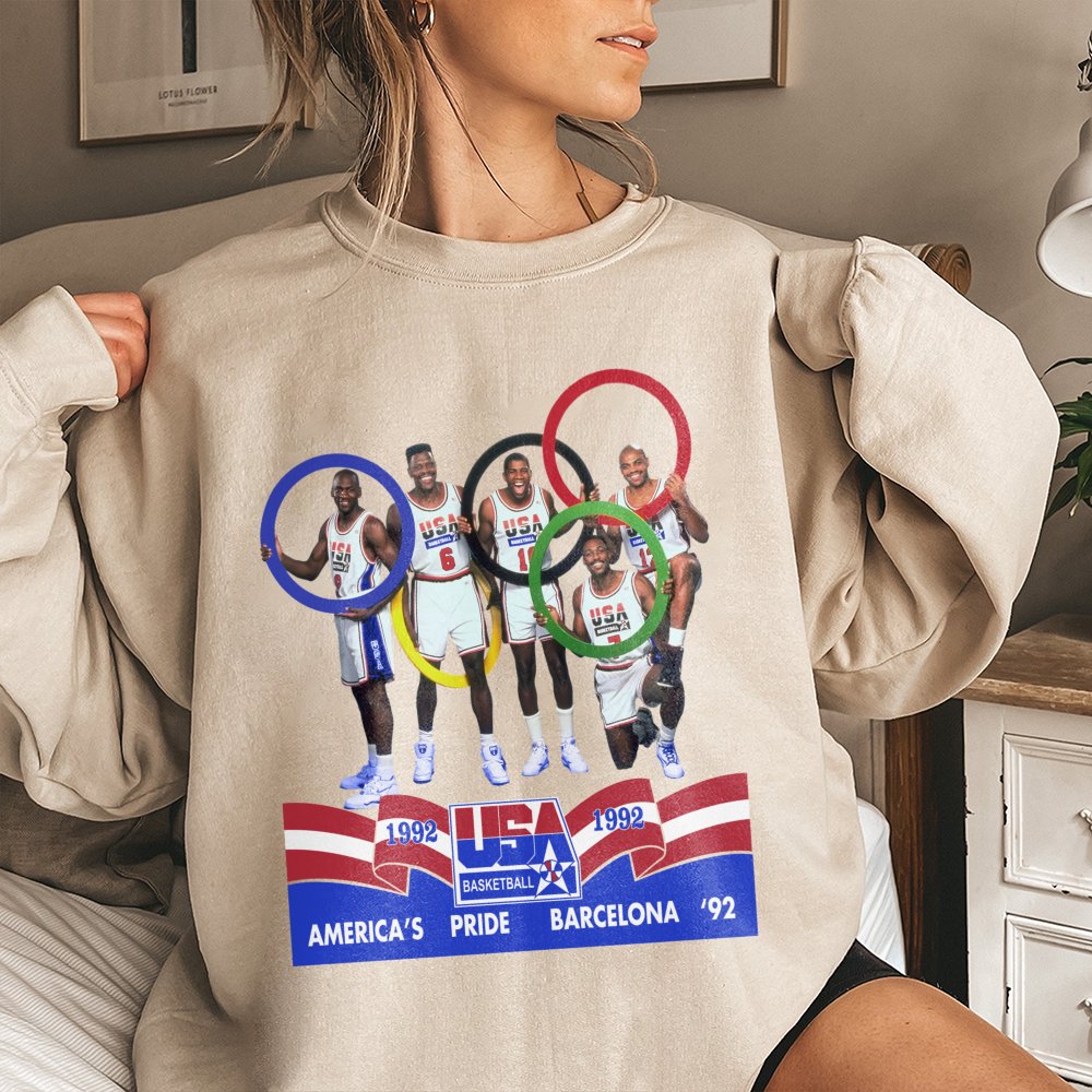 1992 USA Basketball Dream Team Sweatshirt | Vintage Barcelona Olympics Graphic | Premium Cotton Blend Crewneck | Retro Sports