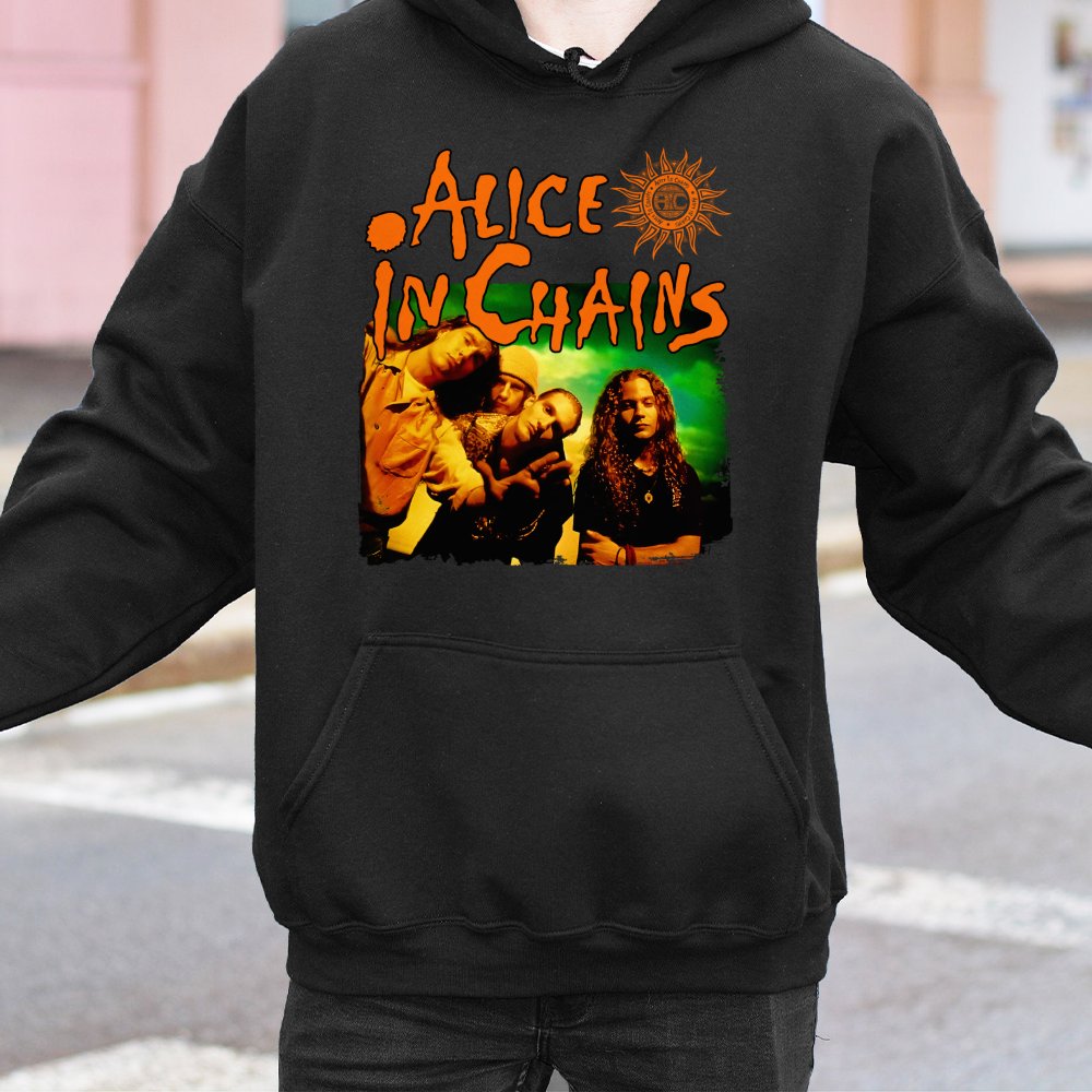 Grunge Band Hoodie | Vintage Alice In Chains Graphic | Premium Cotton Blend | Unisex Rock Music Fan Gift