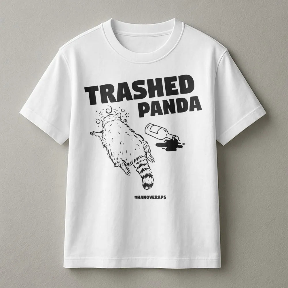 Trashed Panda T-Shirt | Funny Drunk Raccoon Graphic Tee | Premium 100% Cotton Soft Shirt | Perfect Gift for Animal Lovers and