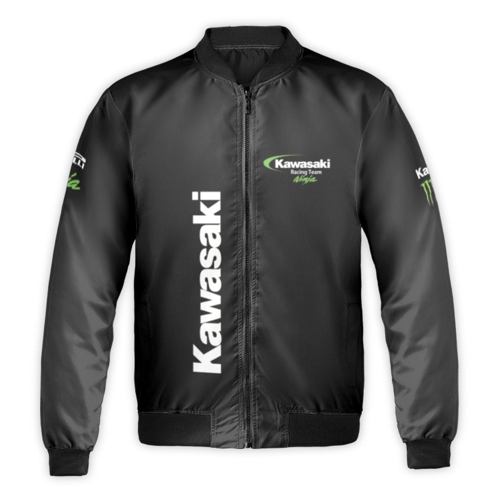 Kawasaki Racing Team Bomber Jacket | Ninja Motorsport Streetwear | Durable Nylon Shell Quilted Coat | Premium Biker Gift For 