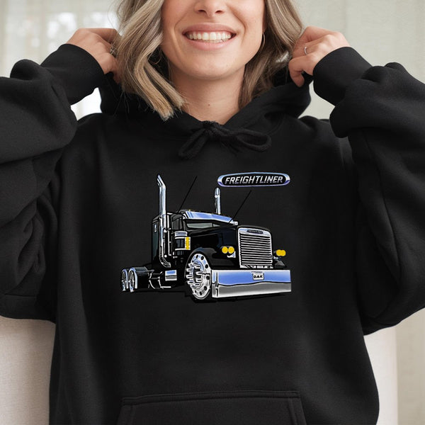 Freightliner Semi Truck Hoodie | Classic Big Rig Graphic Design | Premium Cotton-Blend Fleece | Gift for Trucker Dad & Long H