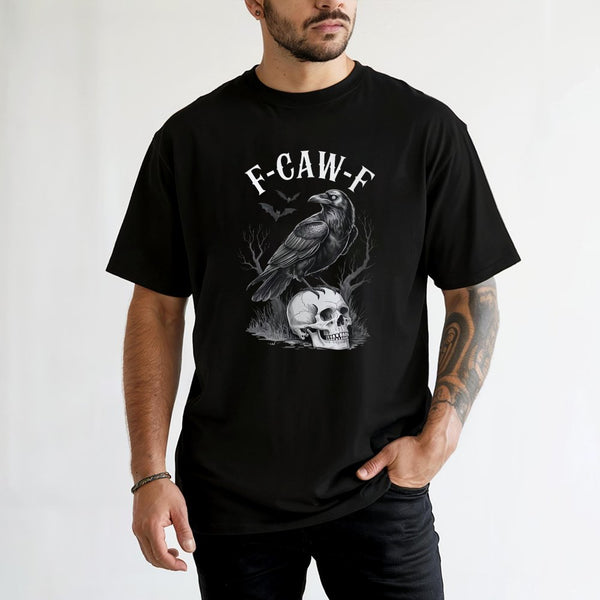 Gothic Raven Skull T-Shirt | F-Caw-F Dark Academia Graphic Tee | 100% Cotton Premium Quality | Unisex Streetwear Gift for Got