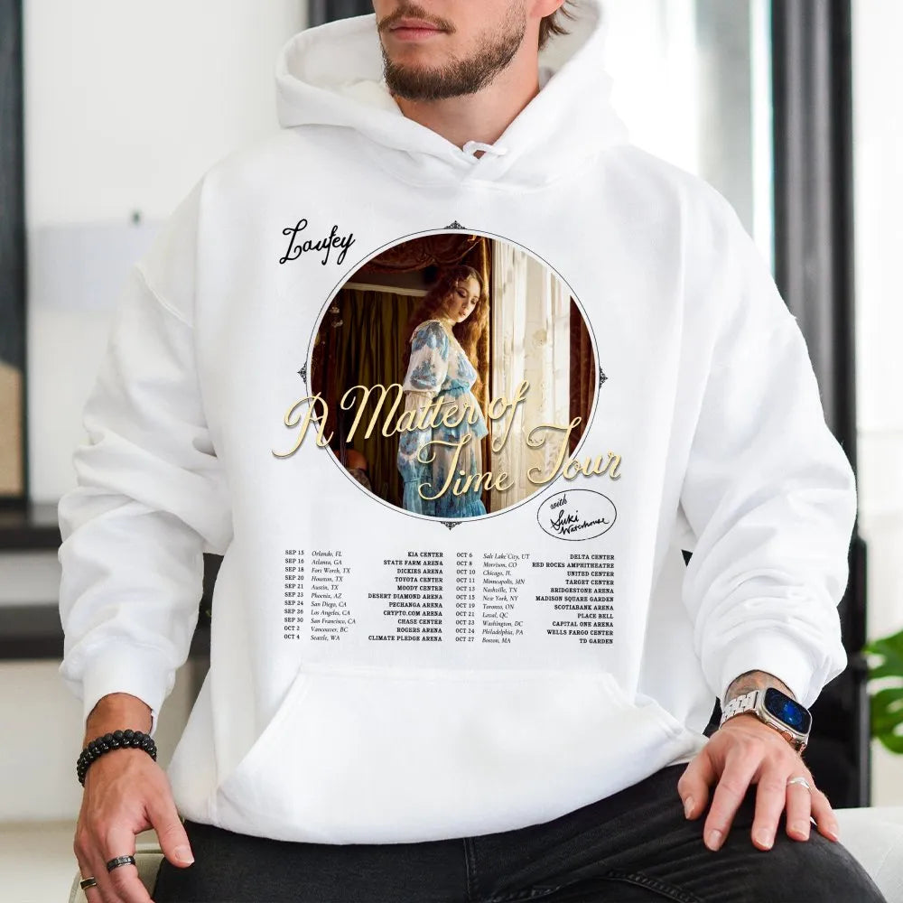 Laufey A Matter Of Time Tour Hoodie | Retro Concert Graphic Sweatshirt | Premium Cotton Blend | Music Lover Fan Gift Apparel